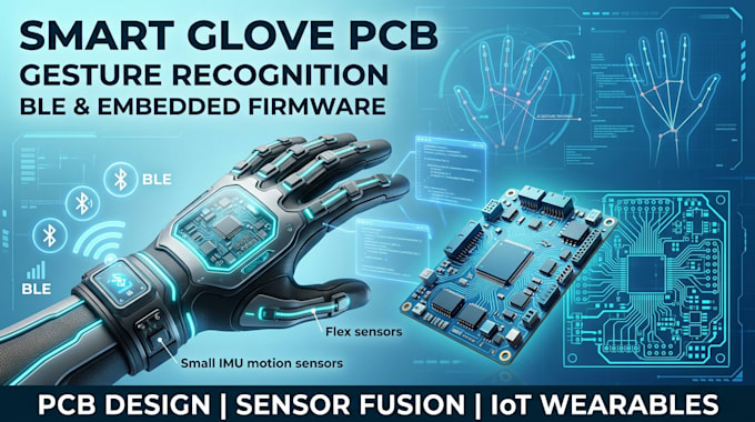 design smart glove pcb with gesture recognition, ble and embedded firmware