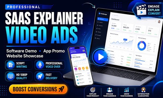 create saas video ads app promo and software demo video saas explainer ads