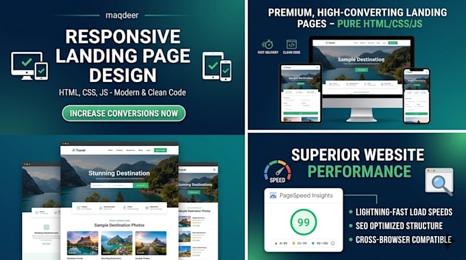 build a responsive landing page using htmlcss and javascript