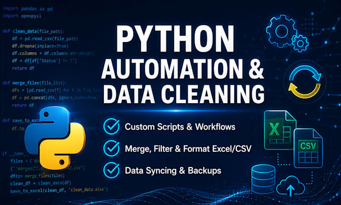 write custom python scripts for automation and data cleaning
