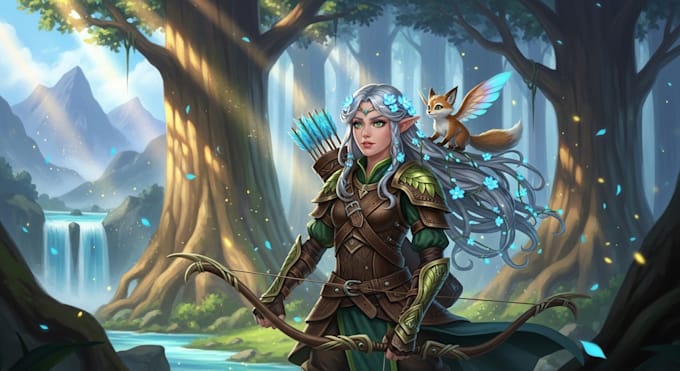 paint a character illustration in a fantasy world