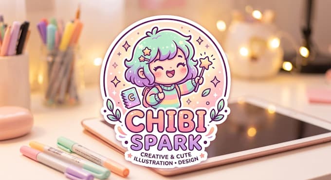 design a cute chibi logo for your brand