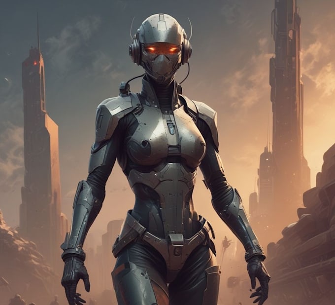 a sci fi character illustration or sci fi character