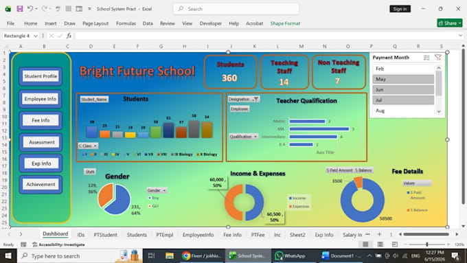 create a custom excel vba management system with dashboard