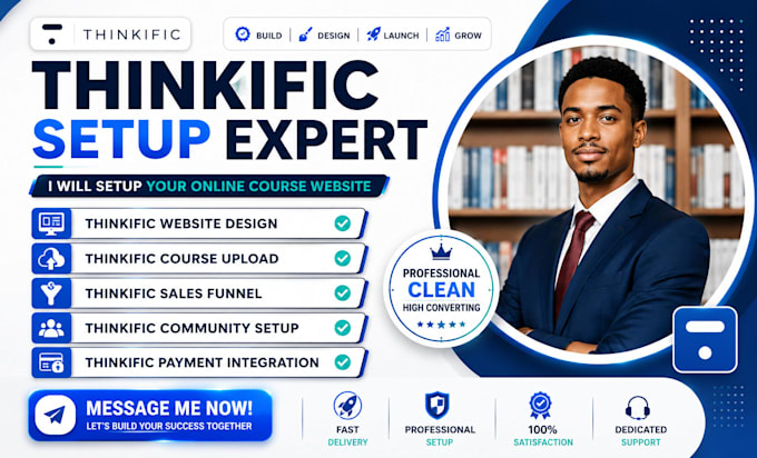 setup thinkific website course upload and sales funnel