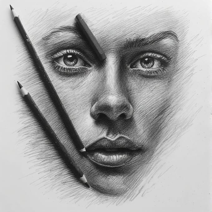 draw a custom pencil or charcoal portrait