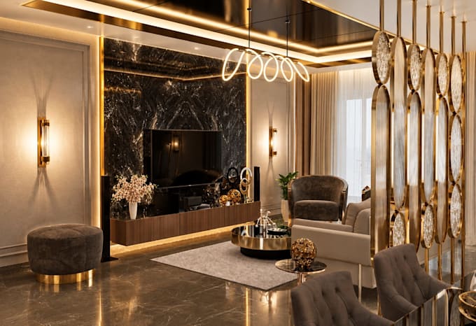 design a modern luxury interior with 3d rendering