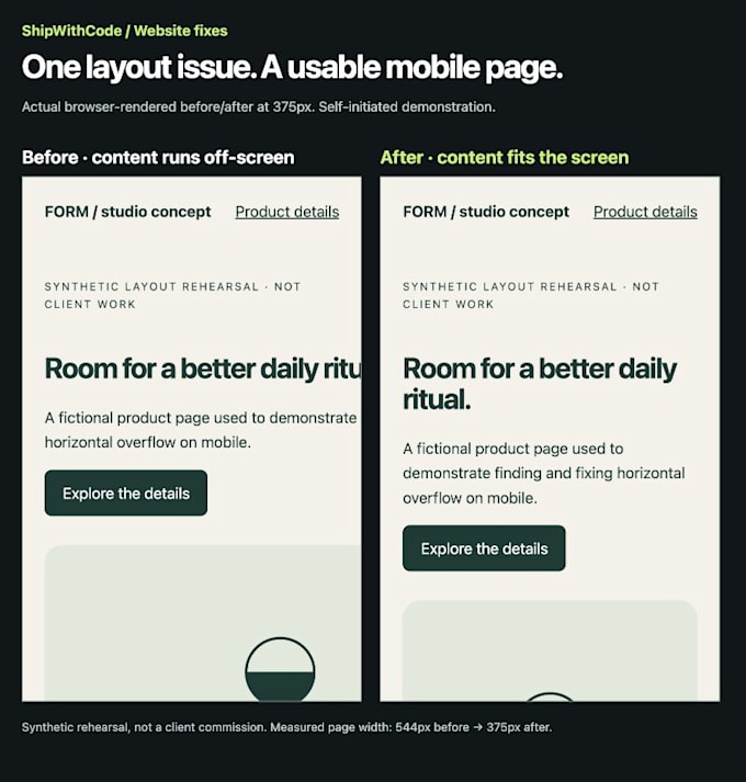 fix a mobile layout or CSS issue on your website