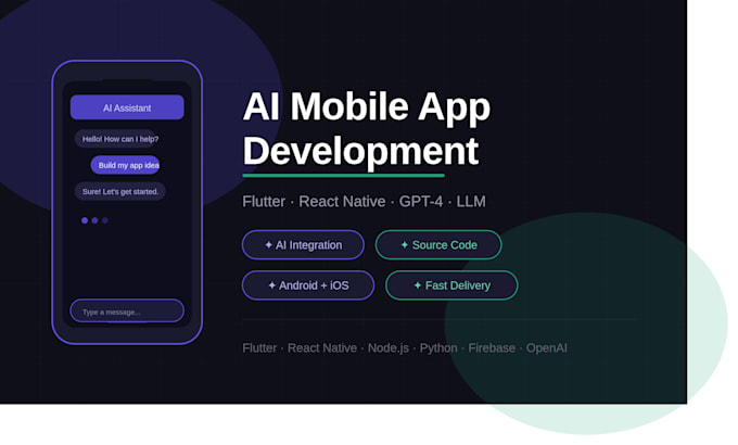 develop an ai mobile app for ios and android using flutter or react native