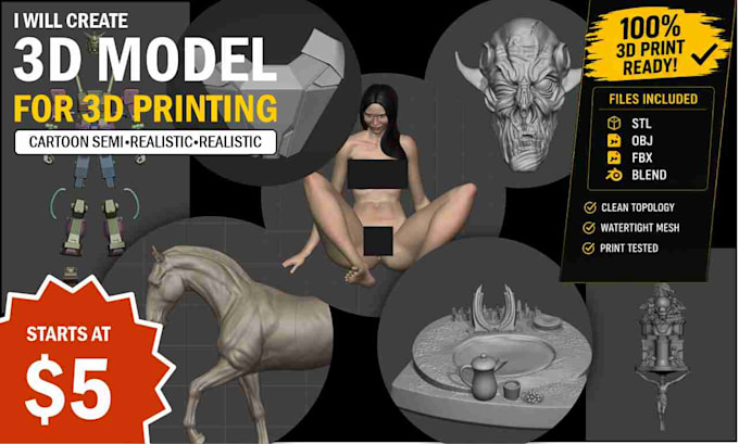 create custom 3d printable character models