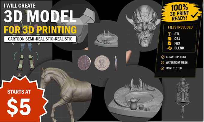 create custom 3d printable character models