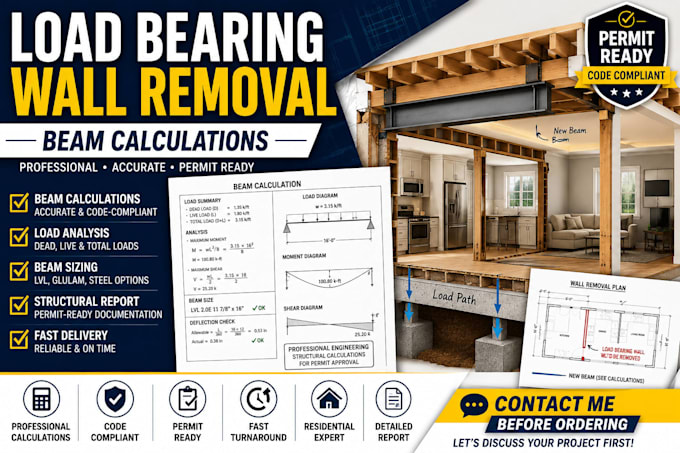 provide beam calculations for load bearing wall removal
