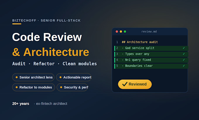 code review and software architecture audit for nodejs angular