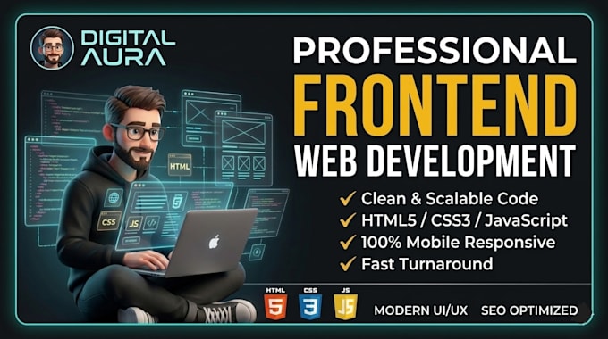 develop responsive frontend website using HTML CSS and javascript