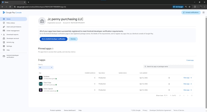 create and set up your google play console developer account