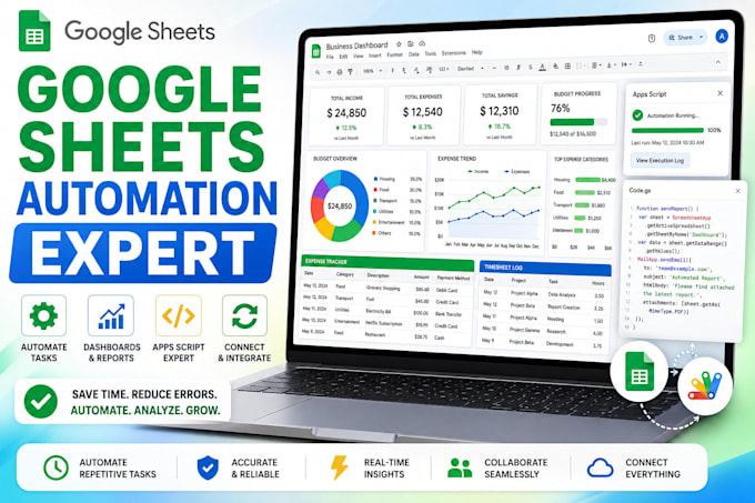 google apps scripts budget planner expense tracker fix macros formular timesheet
