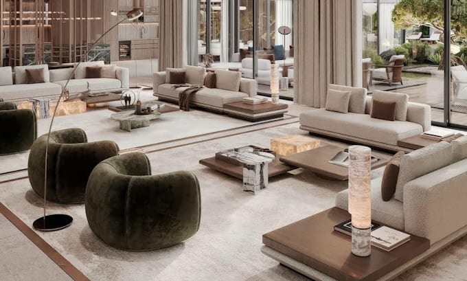 create living room interior design and realistic 3d rendering
