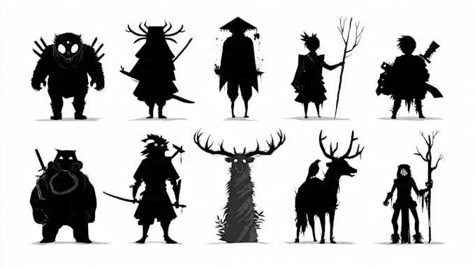 draw custom line art and silhouette stencil