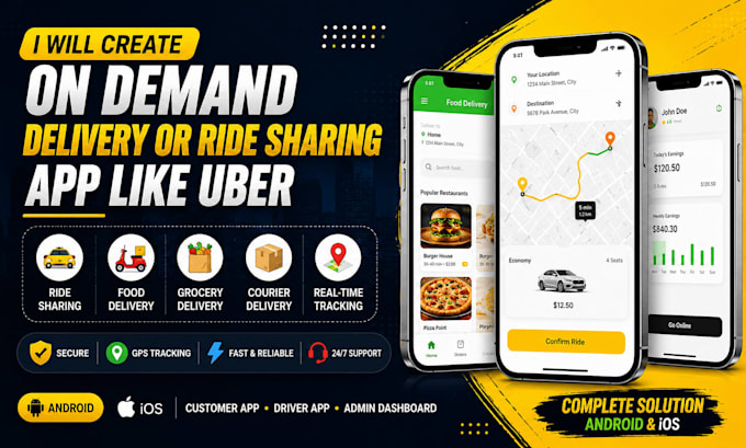 create on demand delivery or ride sharing app like uber for android and ios