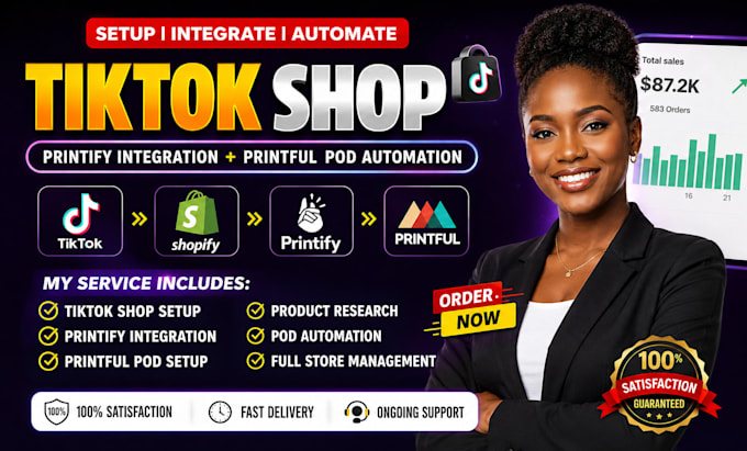 create tiktok shop, printify integration, printful, print on demand automation