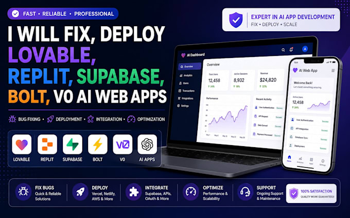 fix lovable app bugs, deploy replit apps supabase integrations lovable ai app