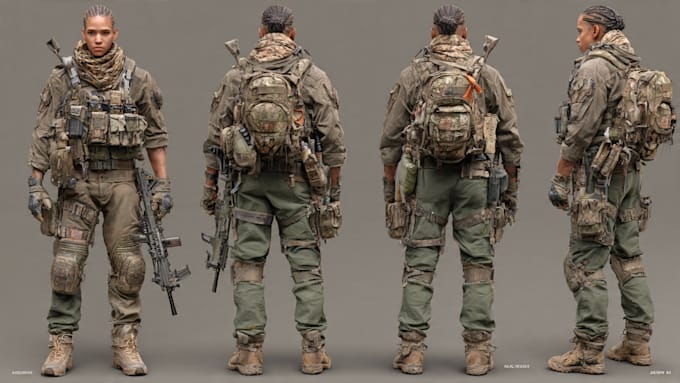 draw 2d game art military character design