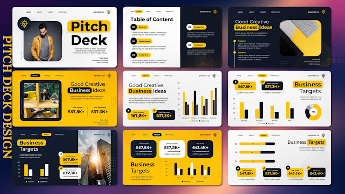design, redesign pitch deck, powerpoint presentation, canva and google slides