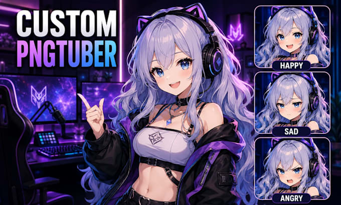 Design custom pngtuber illustration avatar for twitch, kick and youtube ...