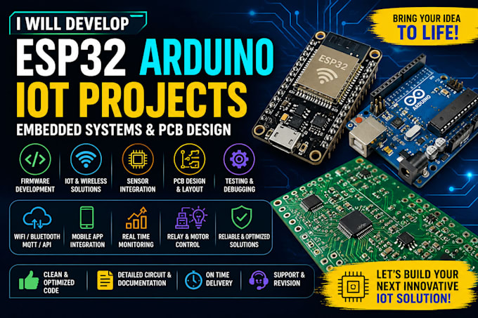 develop esp32 arduino iot firmware and embedded systems