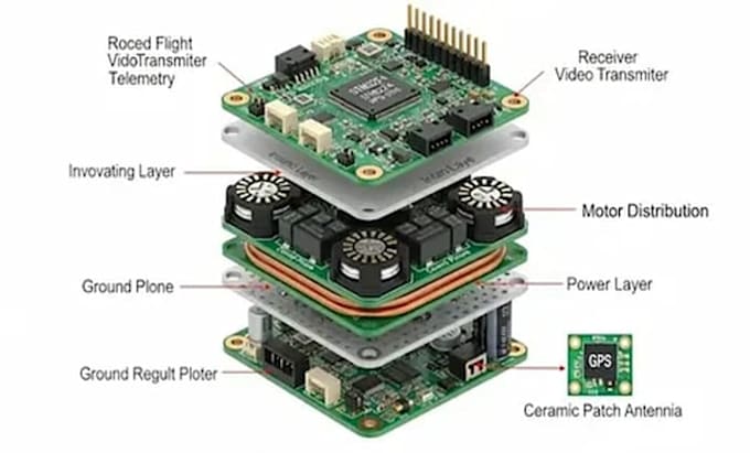design drone telemetry pcb, uav gps tracking and flight controller hardware
