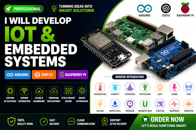 develop iot arduino esp32 raspberry pi projects and embedded systems fast