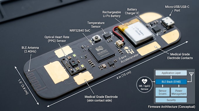 design nrf52840 smartpatch pcb with ble firmware development