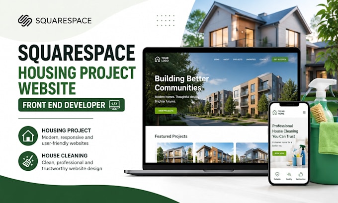 build squarespace housing project website front end developer house ccleaning