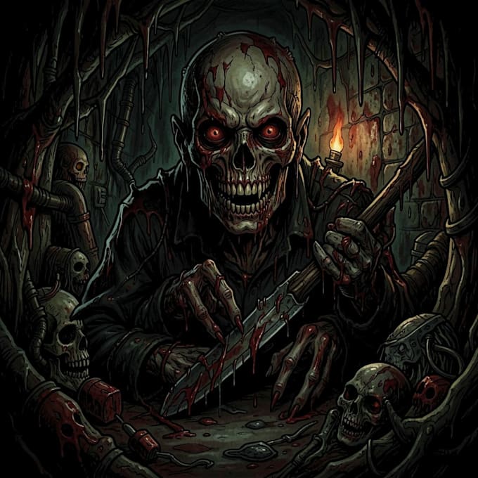 create a dark, horror, underground art illustration