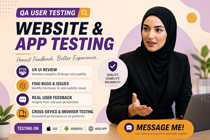 test your website or app and provide user testing UX review, penetration testing