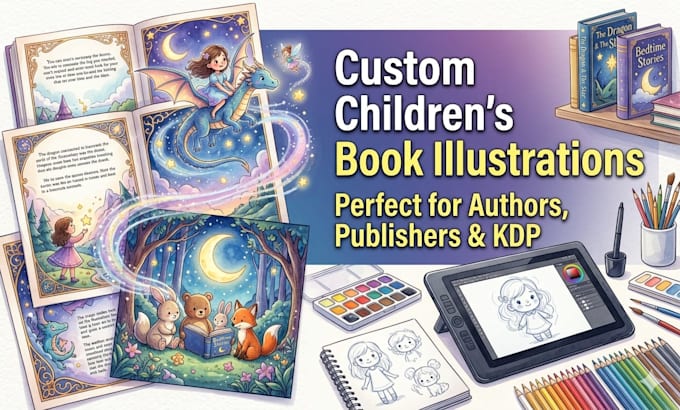 create magical bedtime story illustrations for childrens books