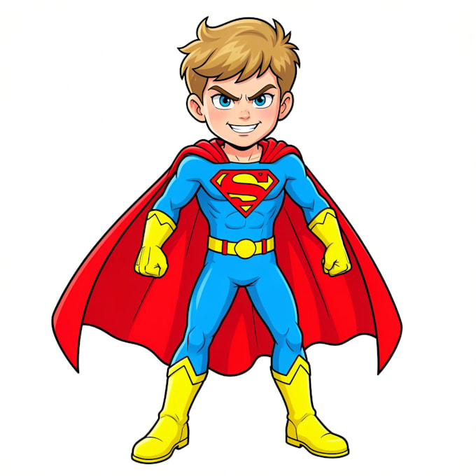 do a superhero comic illustration for children