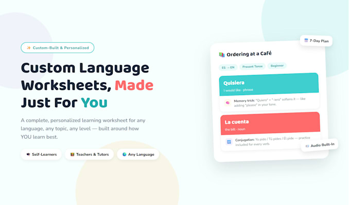 create a custom language learning worksheet for you