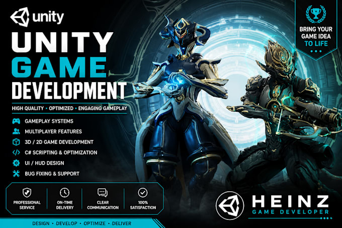 develop unity 2d game, 3d game, mobile game, multiplayer game and ar VR games