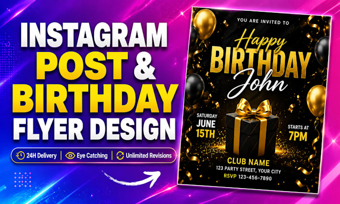 design eye catching instagram posts and birthday flyers