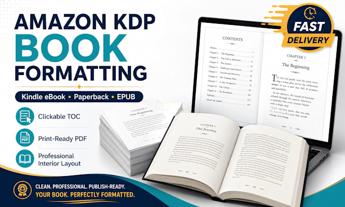 do amazon KDP book formatting, kindle ebook and paperback layout