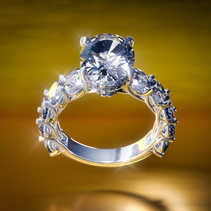design 3d custom engagement ring diamond jewelry animation 3d jewelry render