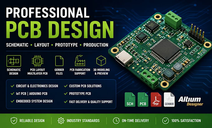 design pcb layout, schematic, circuit design and pcb board