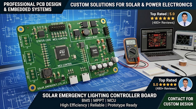 design solar emergency light pcb battery charging power system