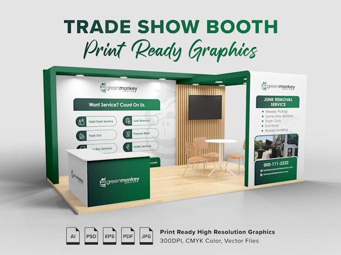 create print ready trade show booth graphics, backdrop, banners for exhibition