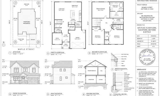 create city permit drawings, site plan, floor plan and architectural plans