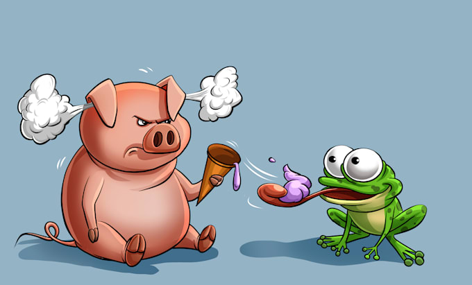 draw a cute and funny cartoon illustration