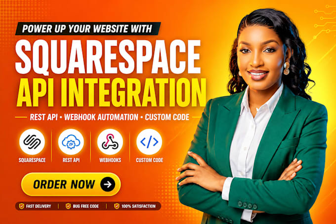 integrate squarespace API, rest API, rest api webhook automation and custom code