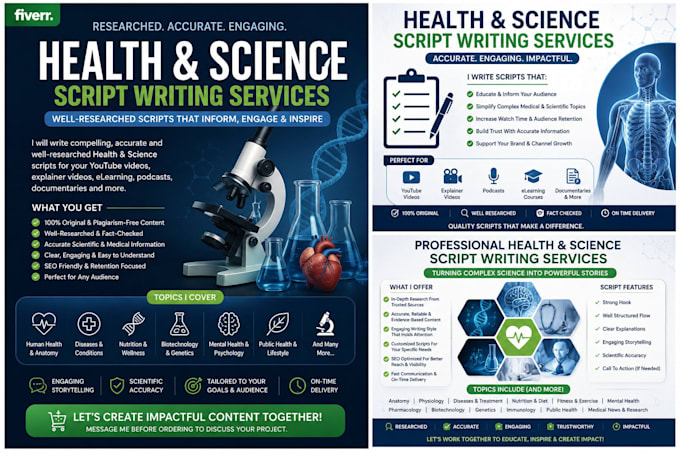 write engaging health and science youtube video scripts