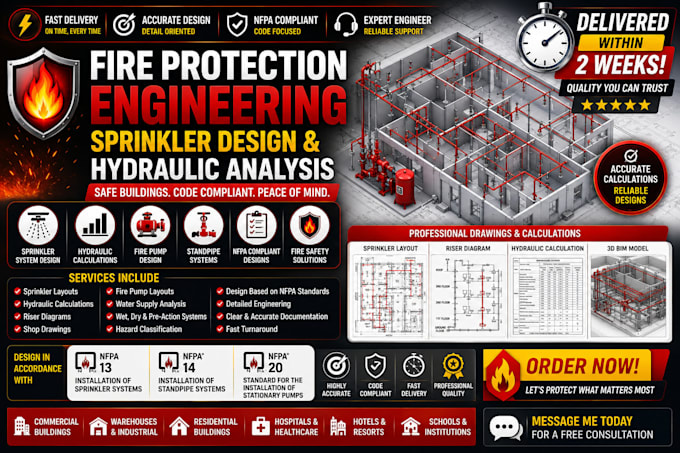 provide fire protection engineering sprinkler design and hydraulic analysis